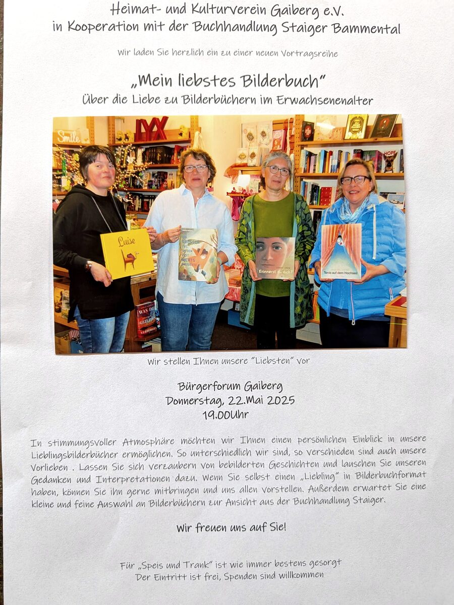 „Mein liebstes Bilderbuch“ (mit Buchhandlung Staiger B.tal)